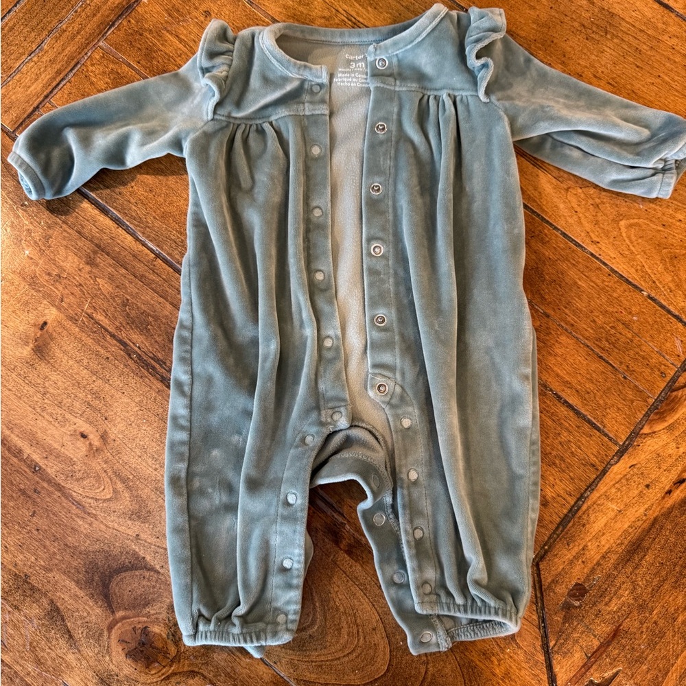Carter's Velvet Snap-Front One-Piece in Sage